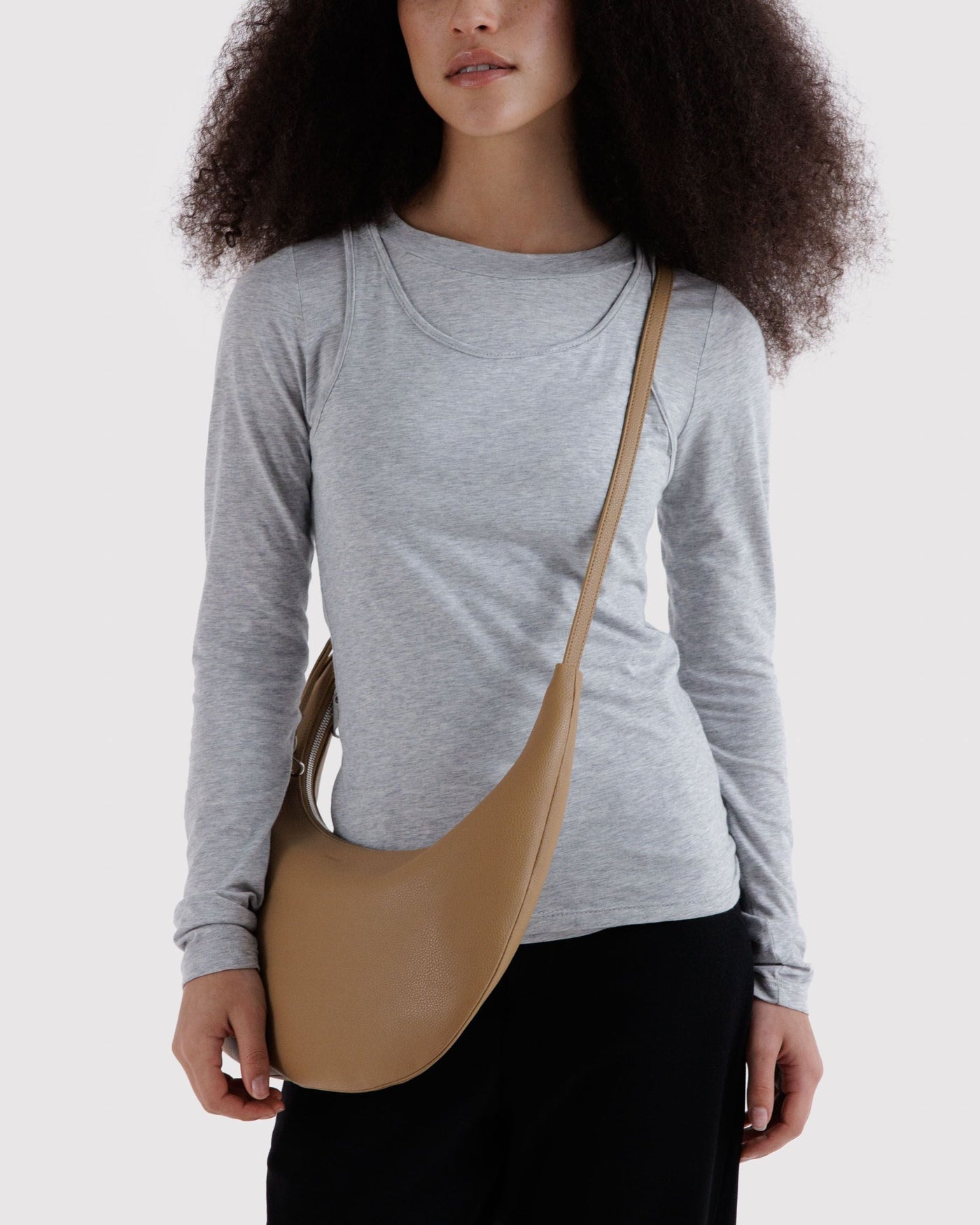 Medium Recycled Leather Flat Crescent T3