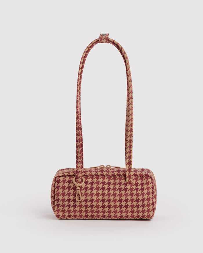 Small Nylon Bowler Bag B8 - Tan Houndstooth / OS