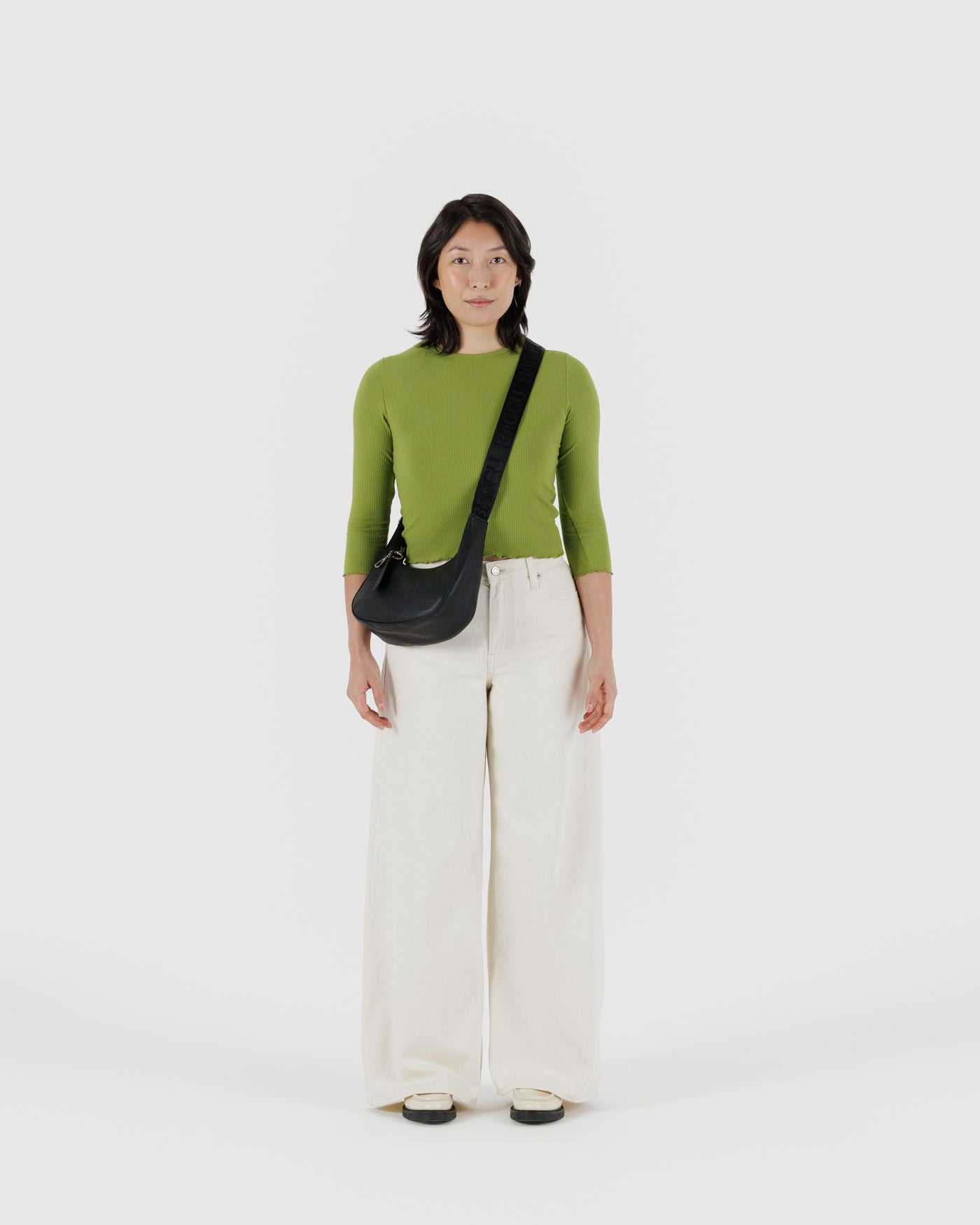 Small Recycled Leather Crescent Bag K2