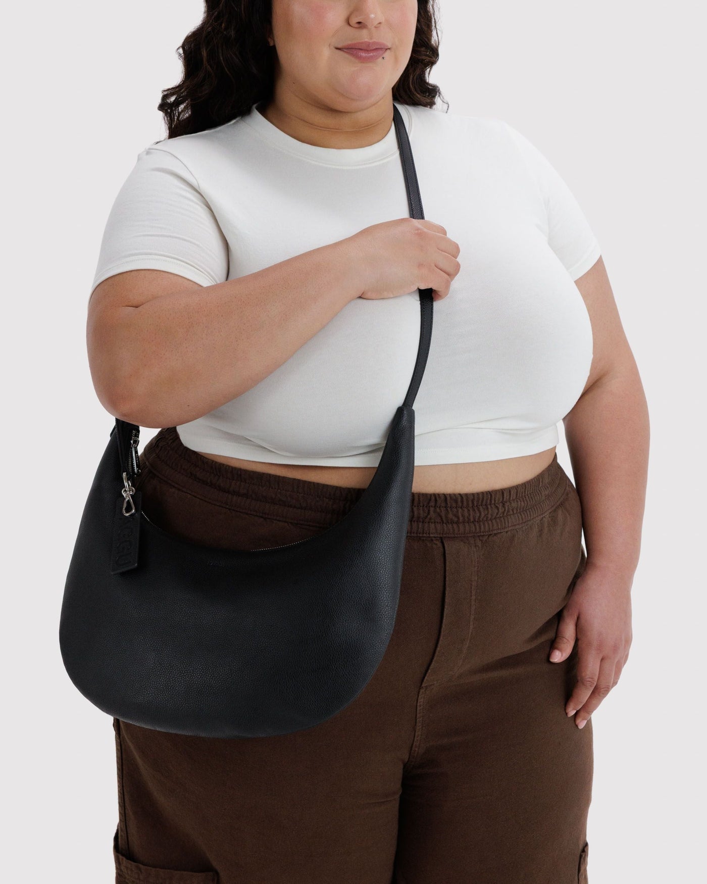 Medium Recycled Leather Flat Crescent T3