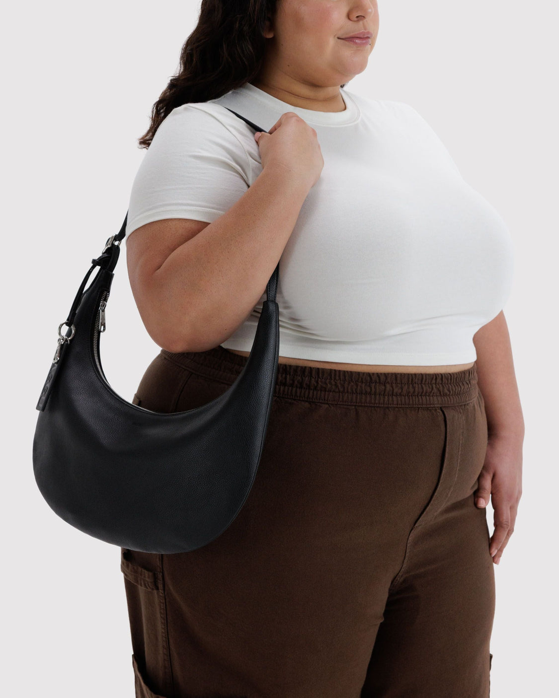 Medium Recycled Leather Flat Crescent T3