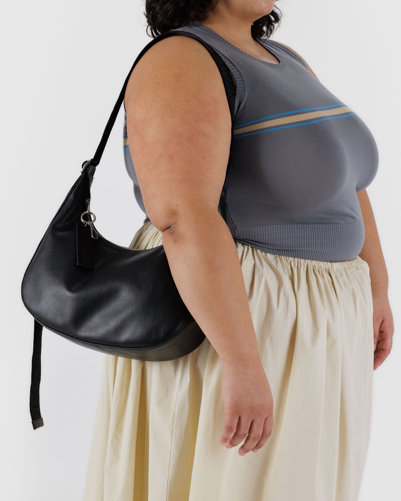 Medium Recycled Leather Crescent Bag Q9