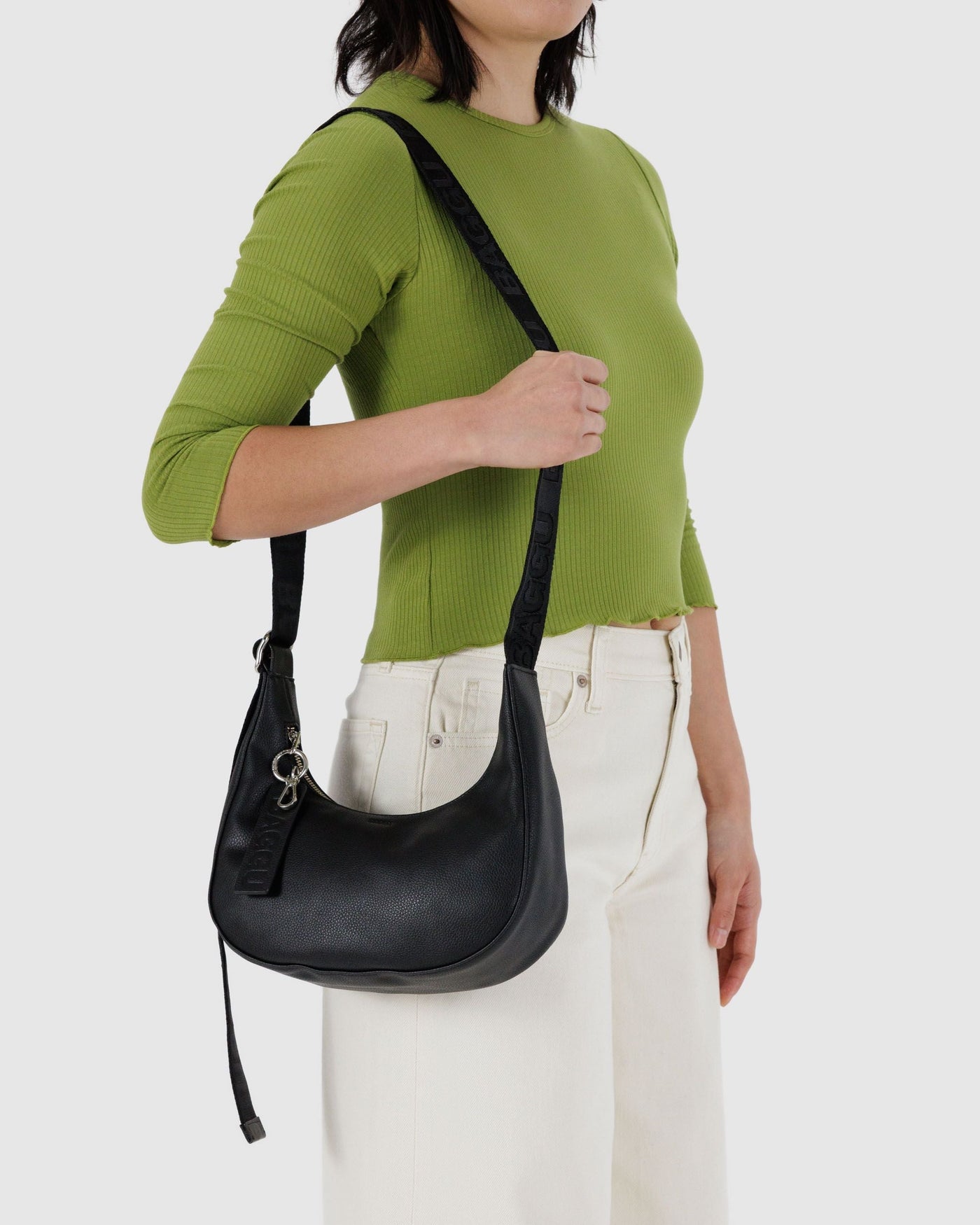 Small Recycled Leather Crescent Bag K2